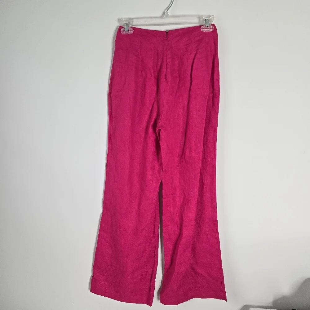 Reformation Cleo Linen Hot Pink Two Piece Set 2 Petite Barbiecore Feminine